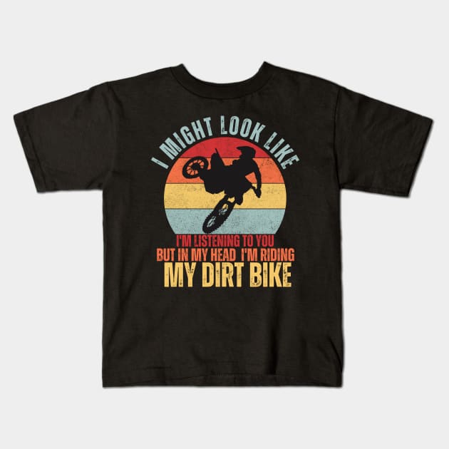 cool retro dirt biker motocross Kids T-Shirt by mourad300